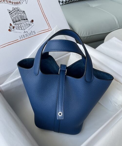1:1 Replica Hermes Picotin Lock 18 Bag Navy Blue For Women, Women's Handbags 7.1in/18cm