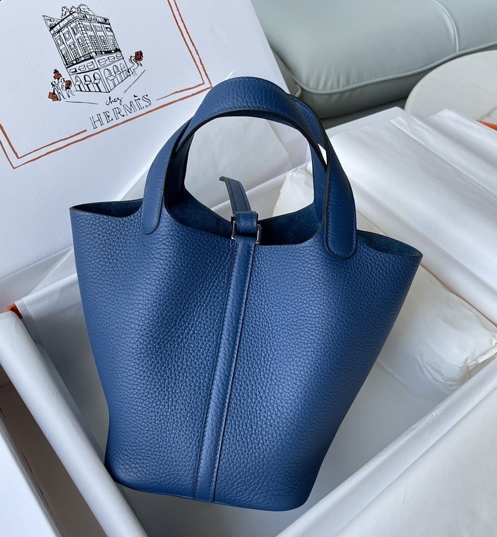 1:1 Replica Hermes Picotin Lock 18 Bag Navy Blue For Women, Women's Handbags 7.1in/18cm