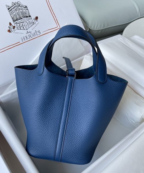 1:1 Replica Hermes Picotin Lock 18 Bag Navy Blue For Women, Women's Handbags 7.1in/18cm
