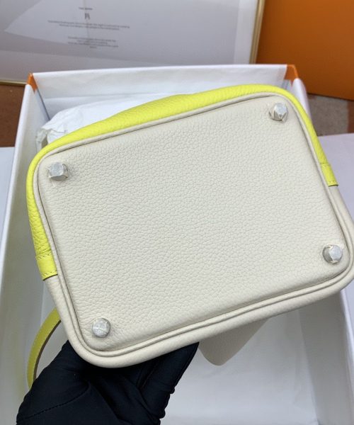 1:1 Replica Hermes Picotin Lock 18 Bag White/Yellow With Silver-Toned Hardware For Women, Women's Handbags 7.1in/18cm