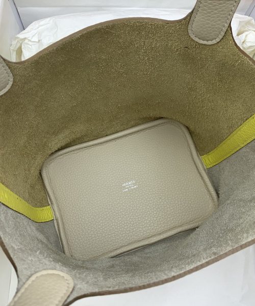 1:1 Replica Hermes Picotin Lock 18 Bag White/Yellow With Silver-Toned Hardware For Women, Women's Handbags 7.1in/18cm