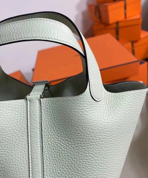 1:1 Replica Hermes Picotin Lock 18 Lime Clemence Yellow/Green/Red/Blue/Light Green/Light Purple/Pink For Women 19cm / 7.5in