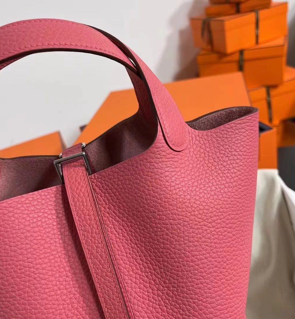 1:1 Replica Hermes Picotin Lock 18 Lime Clemence Yellow/Green/Red/Blue/Light Green/Light Purple/Pink For Women 19cm / 7.5in