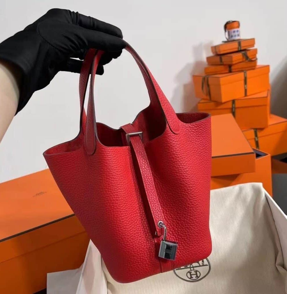 1:1 Replica Hermes Picotin Lock 18 Lime Clemence Yellow/Green/Red/Blue/Light Green/Light Purple/Pink For Women 19cm / 7.5in