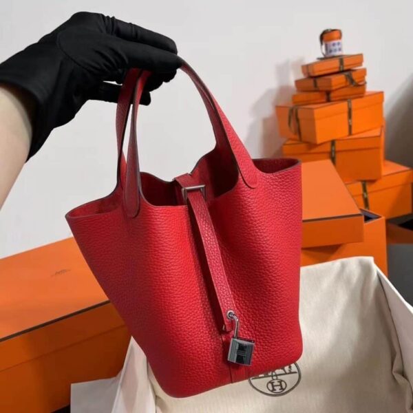 1:1 Replica Hermes Picotin Lock 18 Lime Clemence Yellow/Green/Red/Blue/Light Green/Light Purple/Pink For Women 19cm / 7.5in