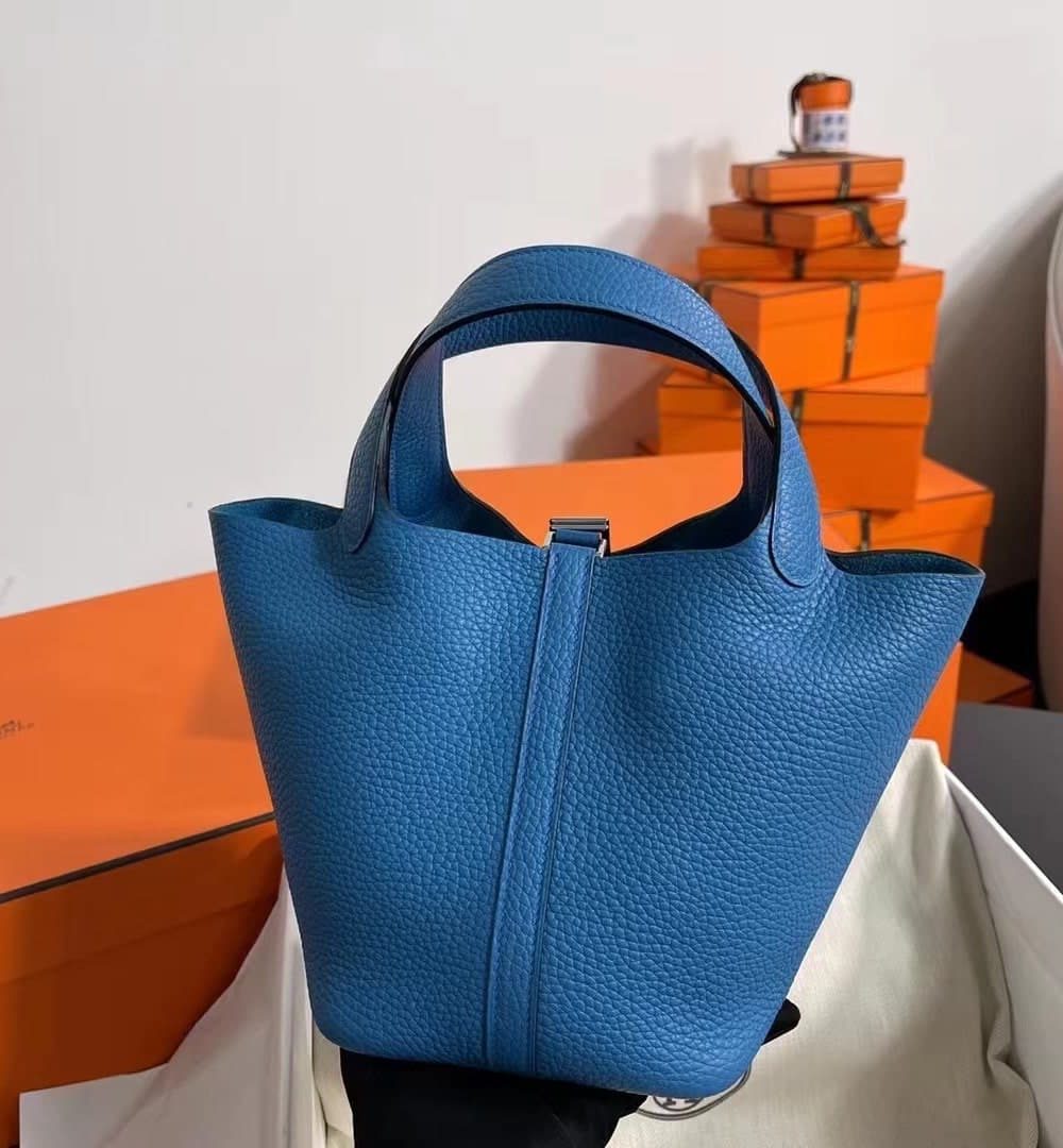 1:1 Replica Hermes Picotin Lock 18 Lime Clemence Yellow/Green/Red/Blue/Light Green/Light Purple/Pink For Women 19cm / 7.5in