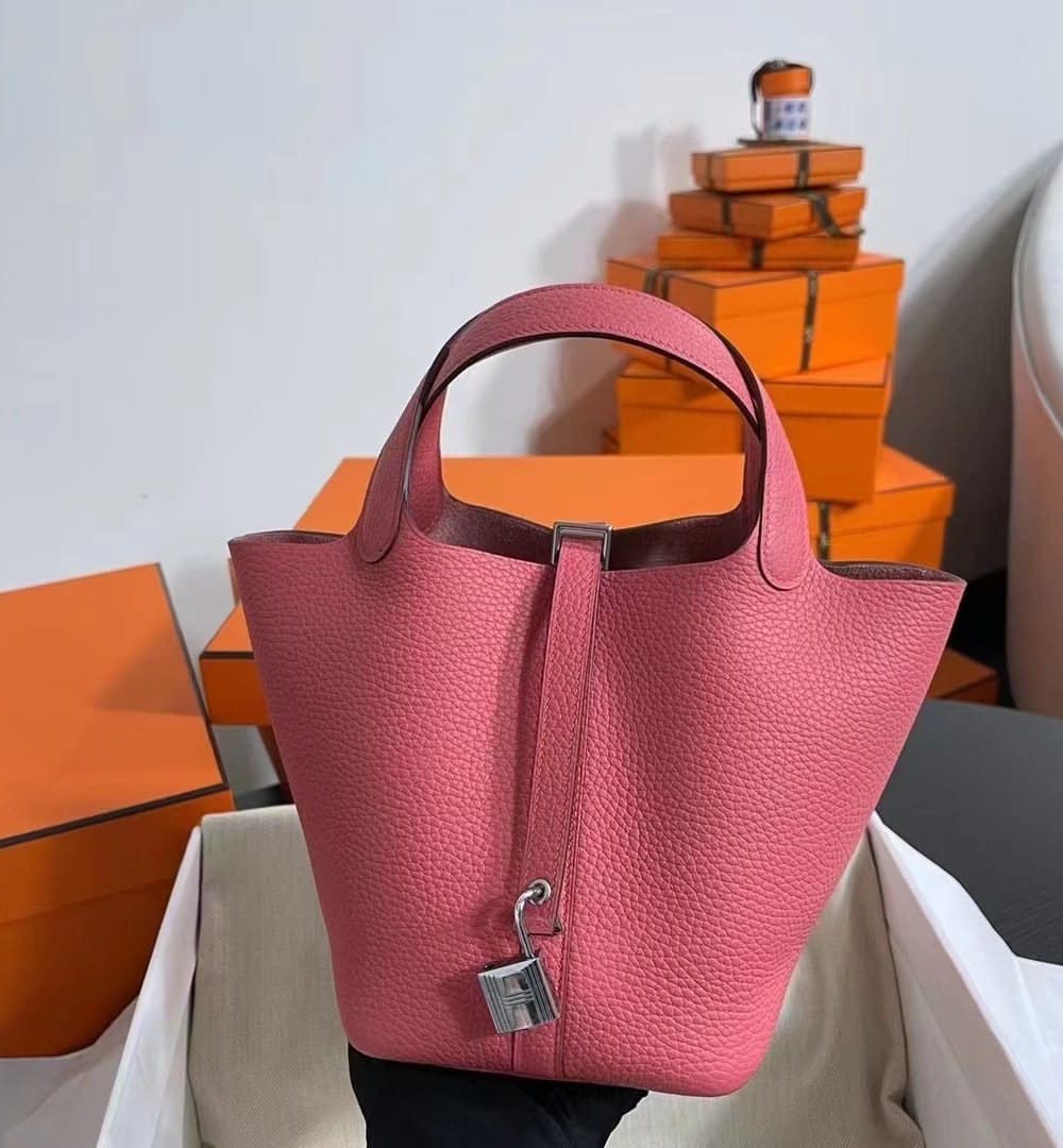 1:1 Replica Hermes Picotin Lock 18 Lime Clemence Yellow/Green/Red/Blue/Light Green/Light Purple/Pink For Women 19cm / 7.5in