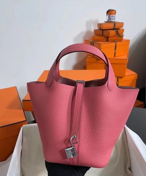 1:1 Replica Hermes Picotin Lock 18 Lime Clemence Yellow/Green/Red/Blue/Light Green/Light Purple/Pink For Women 19cm / 7.5in