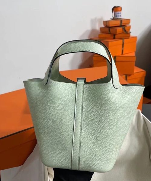 1:1 Replica Hermes Picotin Lock 18 Lime Clemence Yellow/Green/Red/Blue/Light Green/Light Purple/Pink For Women 19cm / 7.5in