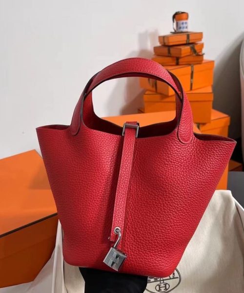 1:1 Replica Hermes Picotin Lock 18 Lime Clemence Yellow/Green/Red/Blue/Light Green/Light Purple/Pink For Women 19cm / 7.5in