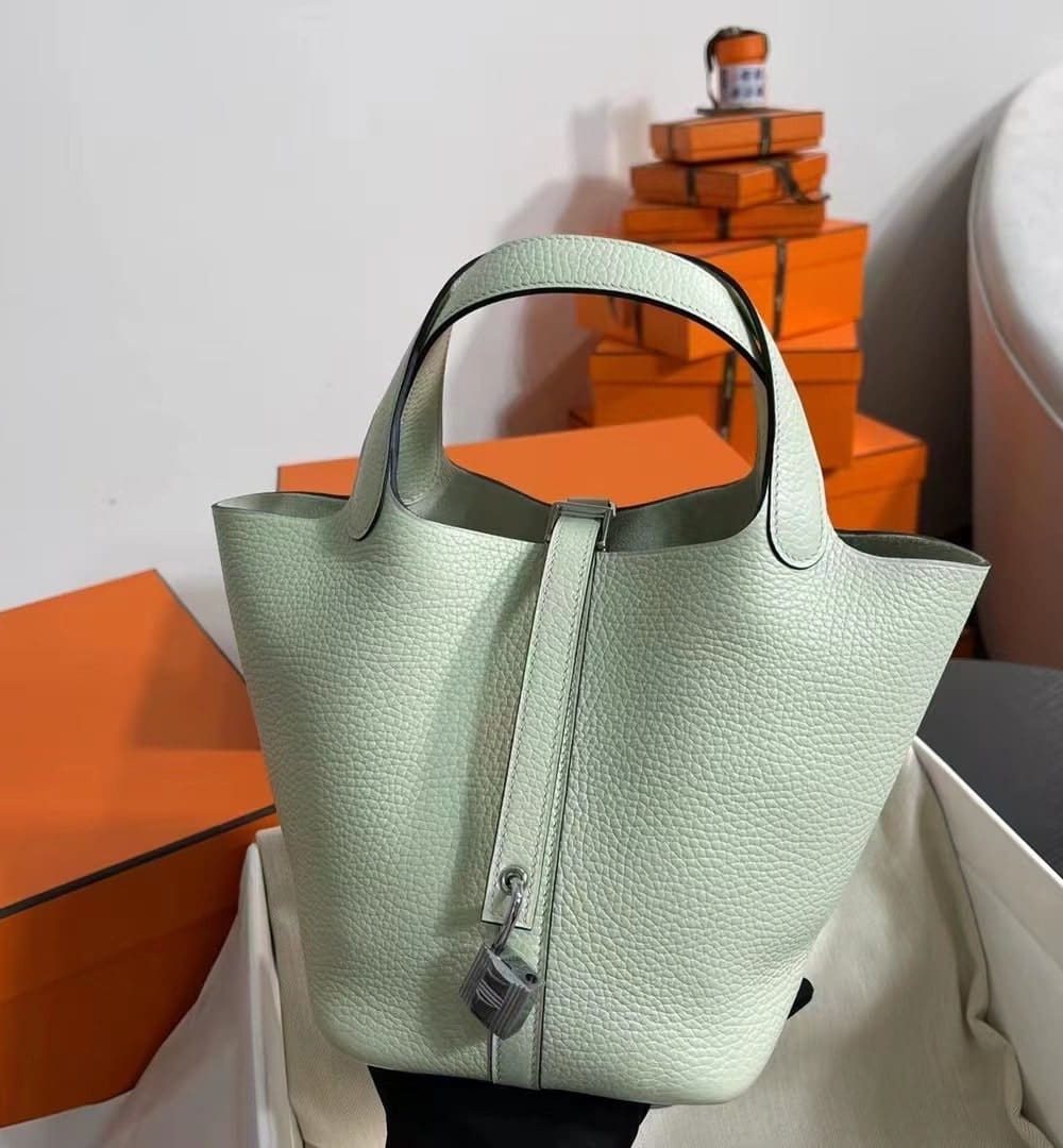 1:1 Replica Hermes Picotin Lock 18 Lime Clemence Yellow/Green/Red/Blue/Light Green/Light Purple/Pink For Women 19cm / 7.5in