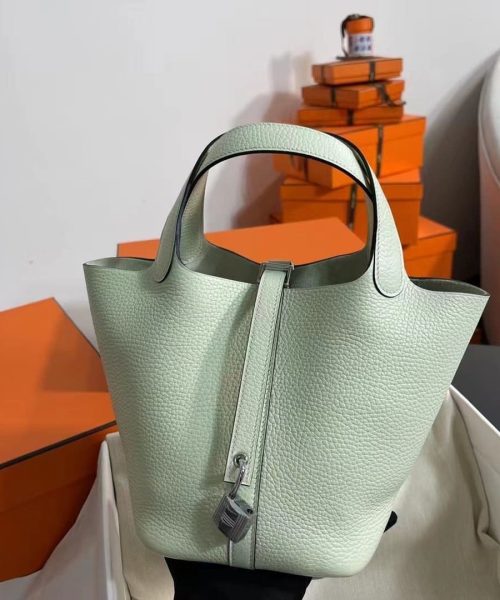 1:1 Replica Hermes Picotin Lock 18 Lime Clemence Yellow/Green/Red/Blue/Light Green/Light Purple/Pink For Women 19cm / 7.5in