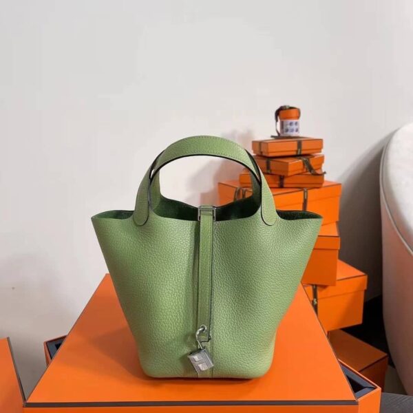 1:1 Replica Hermes Picotin Lock 18 Lime Clemence Yellow/Green/Red/Blue/Light Green/Light Purple/Pink For Women 19cm / 7.5in