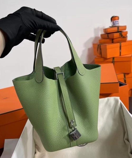 1:1 Replica Hermes Picotin Lock 18 Lime Clemence Yellow/Green/Red/Blue/Light Green/Light Purple/Pink For Women 19cm / 7.5in