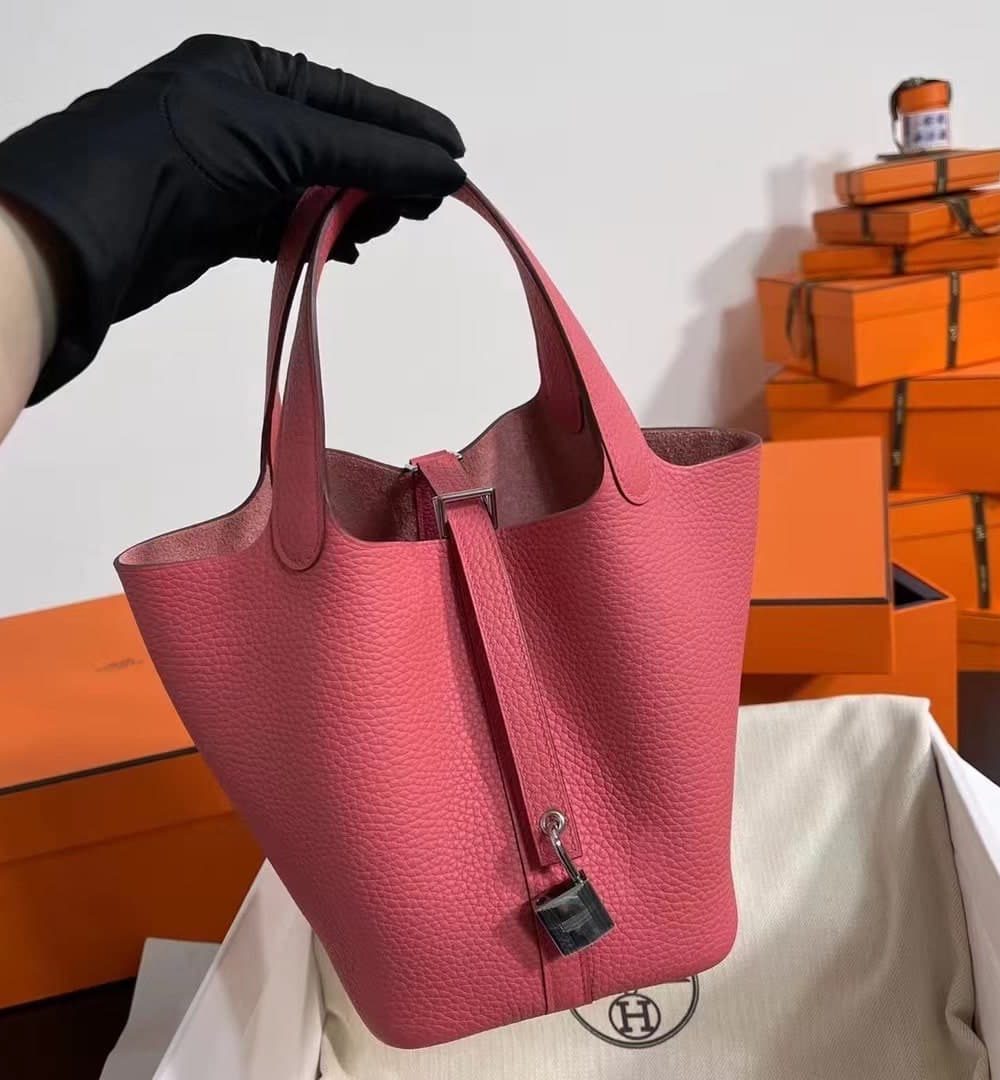 1:1 Replica Hermes Picotin Lock 18 Lime Clemence Yellow/Green/Red/Blue/Light Green/Light Purple/Pink For Women 19cm / 7.5in