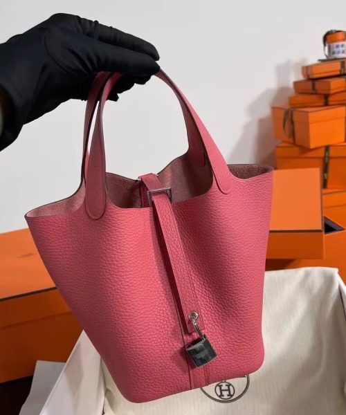 1:1 Replica Hermes Picotin Lock 18 Lime Clemence Yellow/Green/Red/Blue/Light Green/Light Purple/Pink For Women 19cm / 7.5in