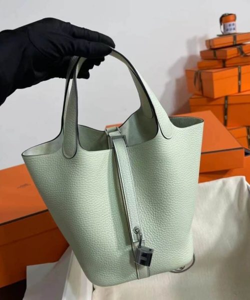 1:1 Replica Hermes Picotin Lock 18 Lime Clemence Yellow/Green/Red/Blue/Light Green/Light Purple/Pink For Women 19cm / 7.5in