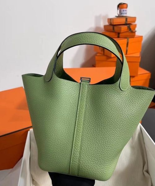 1:1 Replica Hermes Picotin Lock 18 Lime Clemence Yellow/Green/Red/Blue/Light Green/Light Purple/Pink For Women 19cm / 7.5in