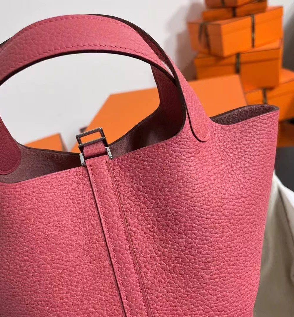 1:1 Replica Hermes Picotin Lock 18 Lime Clemence Yellow/Green/Red/Blue/Light Green/Light Purple/Pink For Women 19cm / 7.5in