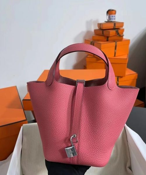 1:1 Replica Hermes Picotin Lock 18 Lime Clemence Yellow/Green/Red/Blue/Light Green/Light Purple/Pink For Women 19cm / 7.5in