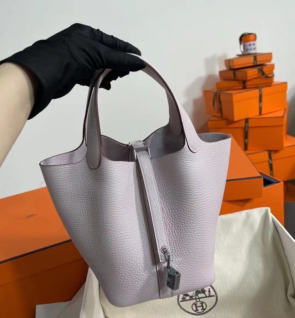 1:1 Replica Hermes Picotin Lock 18 Lime Clemence Yellow/Green/Red/Blue/Light Green/Light Purple/Pink For Women 19cm / 7.5in