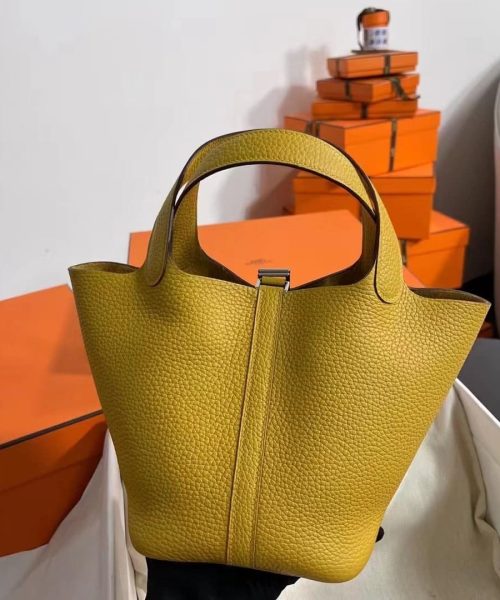 1:1 Replica Hermes Picotin Lock 18 Lime Clemence Yellow/Green/Red/Blue/Light Green/Light Purple/Pink For Women 19cm / 7.5in