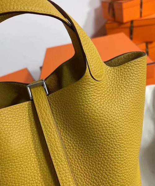 1:1 Replica Hermes Picotin Lock 18 Lime Clemence Yellow/Green/Red/Blue/Light Green/Light Purple/Pink For Women 19cm / 7.5in