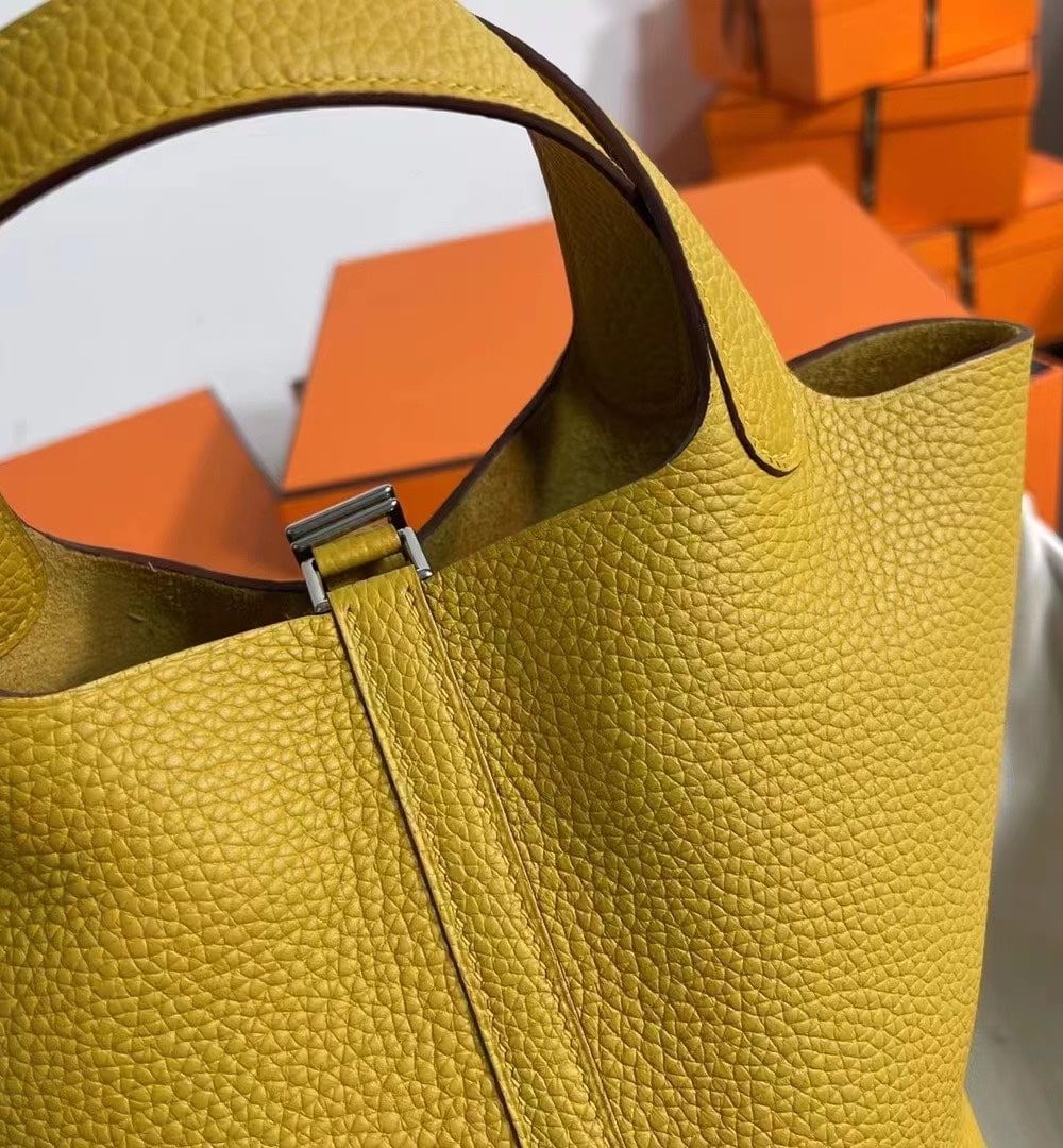 1:1 Replica Hermes Picotin Lock 18 Lime Clemence Yellow/Green/Red/Blue/Light Green/Light Purple/Pink For Women 19cm / 7.5in