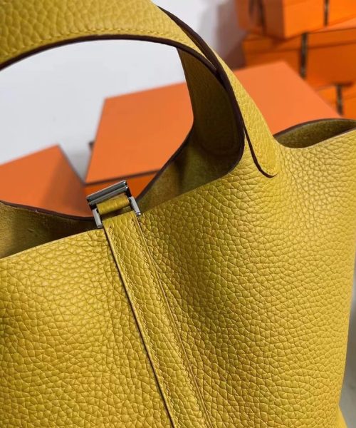 1:1 Replica Hermes Picotin Lock 18 Lime Clemence Yellow/Green/Red/Blue/Light Green/Light Purple/Pink For Women 19cm / 7.5in