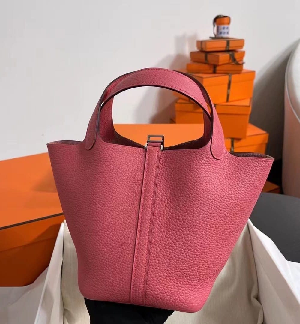 1:1 Replica Hermes Picotin Lock 18 Lime Clemence Yellow/Green/Red/Blue/Light Green/Light Purple/Pink For Women 19cm / 7.5in