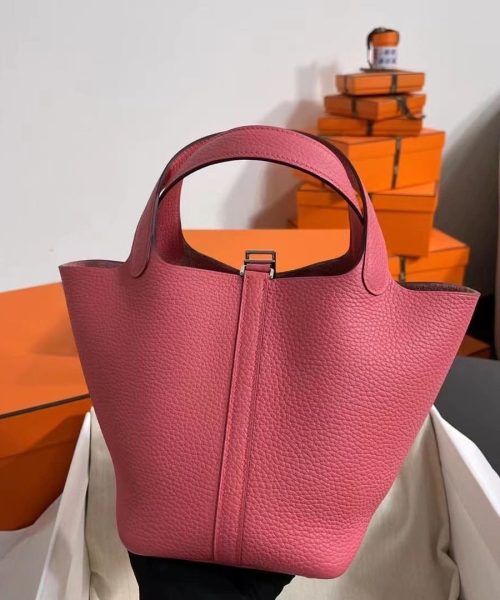 1:1 Replica Hermes Picotin Lock 18 Lime Clemence Yellow/Green/Red/Blue/Light Green/Light Purple/Pink For Women 19cm / 7.5in