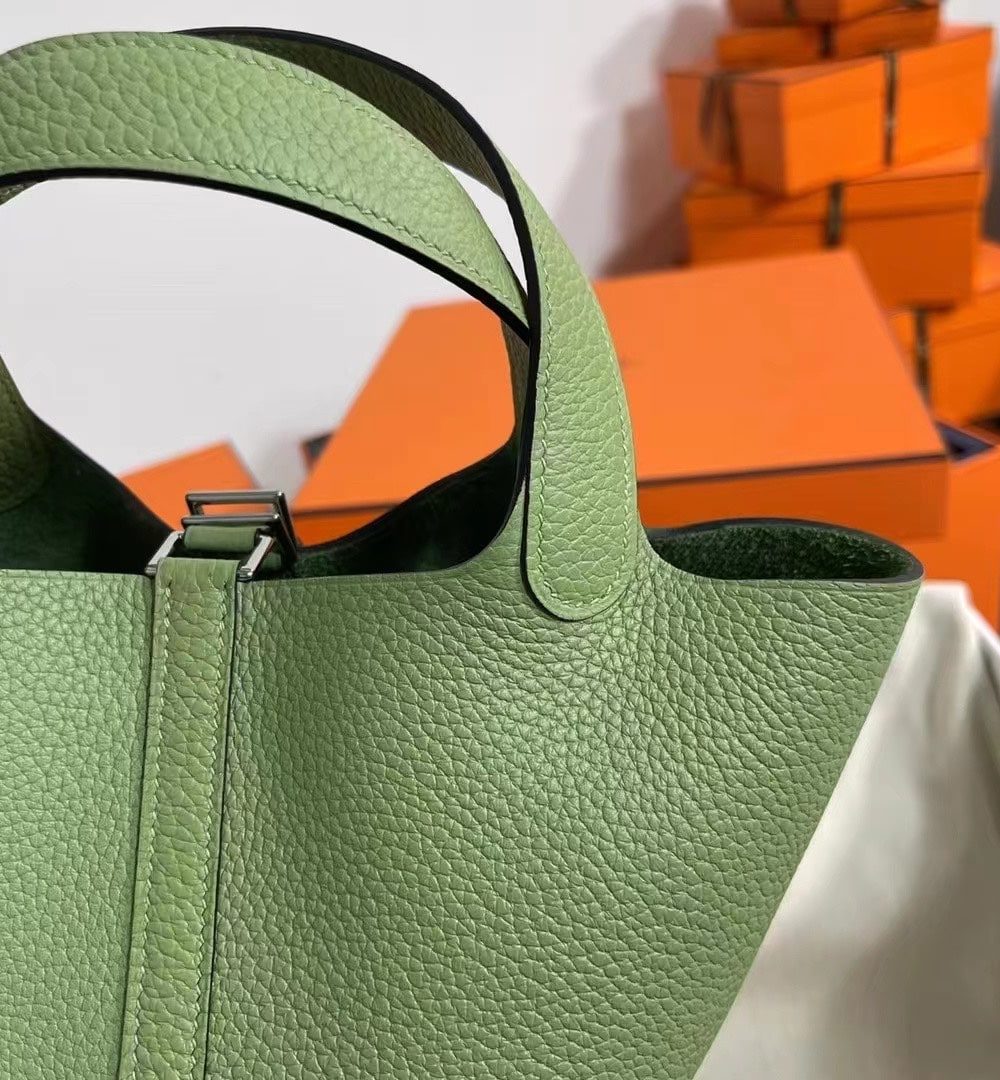 1:1 Replica Hermes Picotin Lock 18 Lime Clemence Yellow/Green/Red/Blue/Light Green/Light Purple/Pink For Women 19cm / 7.5in