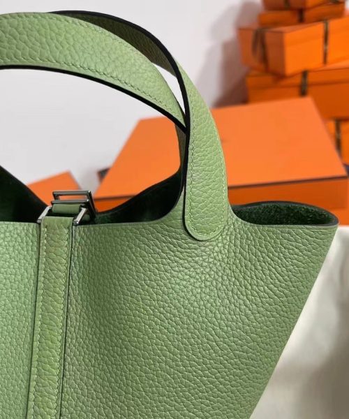 1:1 Replica Hermes Picotin Lock 18 Lime Clemence Yellow/Green/Red/Blue/Light Green/Light Purple/Pink For Women 19cm / 7.5in
