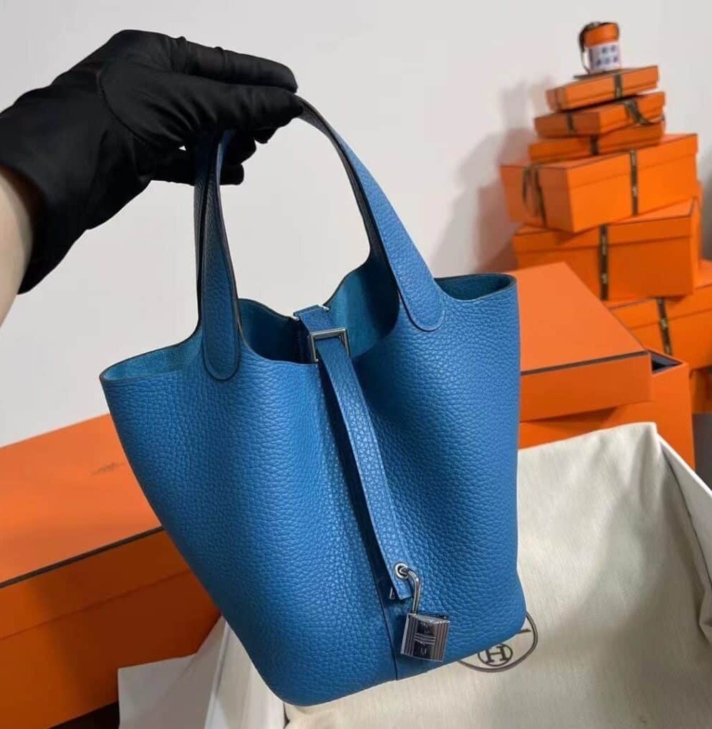 1:1 Replica Hermes Picotin Lock 18 Lime Clemence Yellow/Green/Red/Blue/Light Green/Light Purple/Pink For Women 19cm / 7.5in