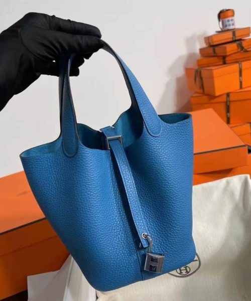 1:1 Replica Hermes Picotin Lock 18 Lime Clemence Yellow/Green/Red/Blue/Light Green/Light Purple/Pink For Women 19cm / 7.5in