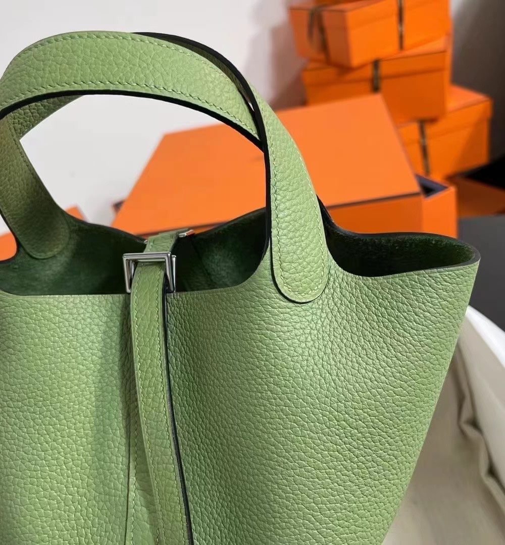 1:1 Replica Hermes Picotin Lock 18 Lime Clemence Yellow/Green/Red/Blue/Light Green/Light Purple/Pink For Women 19cm / 7.5in