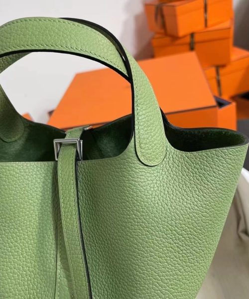 1:1 Replica Hermes Picotin Lock 18 Lime Clemence Yellow/Green/Red/Blue/Light Green/Light Purple/Pink For Women 19cm / 7.5in