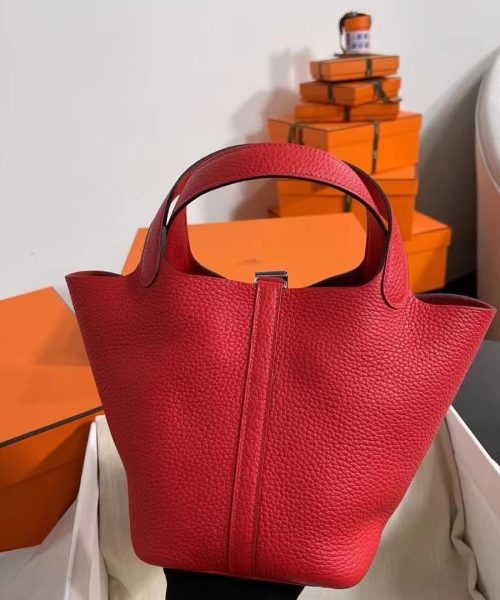 1:1 Replica Hermes Picotin Lock 18 Lime Clemence Yellow/Green/Red/Blue/Light Green/Light Purple/Pink For Women 19cm / 7.5in