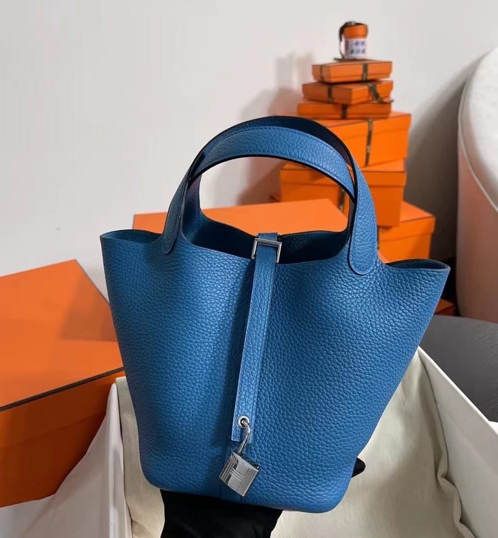 1:1 Replica Hermes Picotin Lock 18 Lime Clemence Yellow/Green/Red/Blue/Light Green/Light Purple/Pink For Women 19cm / 7.5in