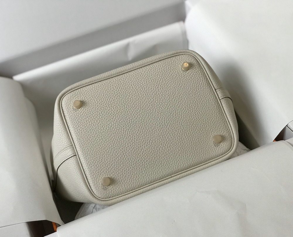 1:1 Replica Hermes Picotin Lock 18 White Bag With Gold-Toned Hardware For Women, Women's Handbags 7.1in/18cm