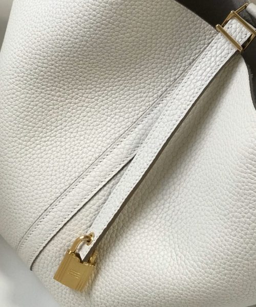 1:1 Replica Hermes Picotin Lock 18 White Bag With Gold-Toned Hardware For Women, Women's Handbags 7.1in/18cm