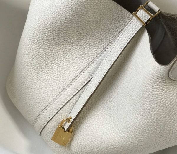 1:1 Replica Hermes Picotin Lock 18 White Bag With Gold-Toned Hardware For Women, Women's Handbags 7.1in/18cm