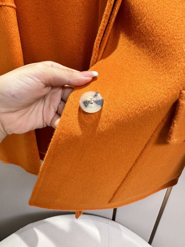 Hermes Round Neck Pocket Jacket Orange For Women
