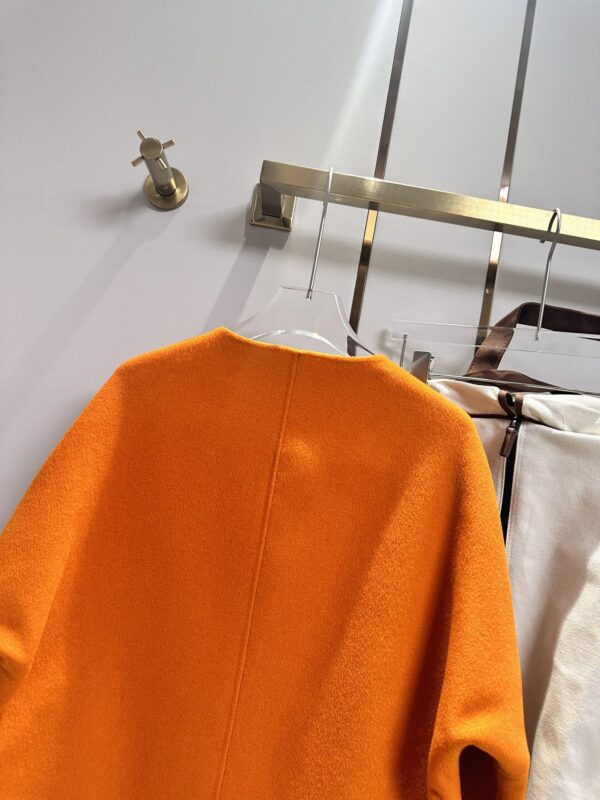 Hermes Round Neck Pocket Jacket Orange For Women