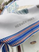 Hermes Selle des Steppes Blue Square Scarf 90cm/35in 