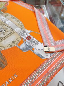 Hermes Selle des Steppes Orange Square Scarf 90cm/35in 