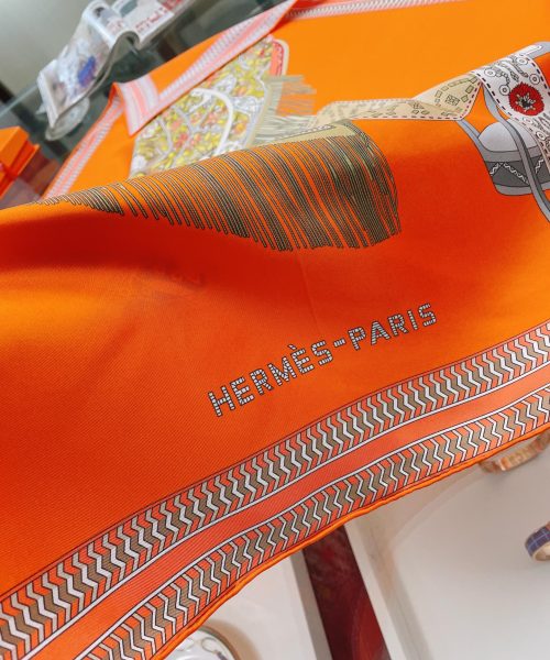 Hermes Selle des Steppes Orange Square Scarf 90cm/35in 