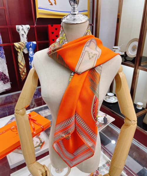 Hermes Selle des Steppes Orange Square Scarf 90cm/35in 