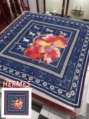 Hermes Silk Square Multiciolor Flower in Blue Scarf 140cm/55in 
