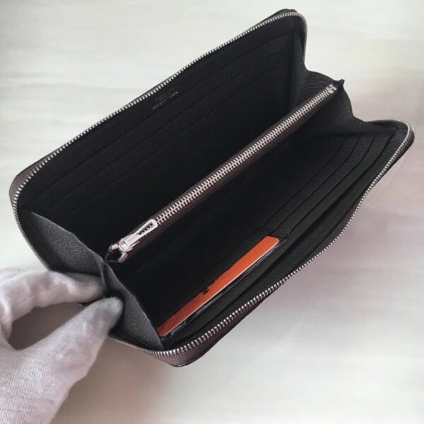 Hermes Silk'In Classique Long Wallet 20cm /7.9in Silver Toned Hardware For Women Black